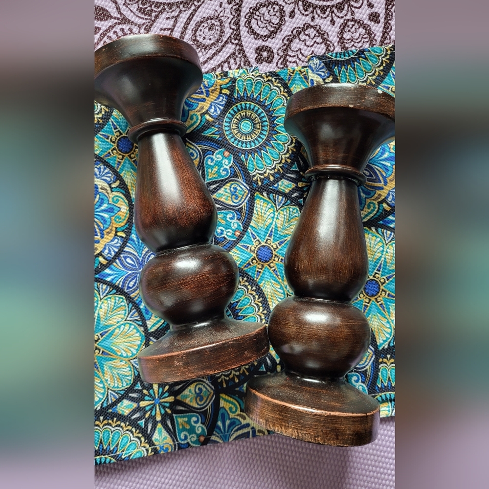 Wooden Candle Holders W Runner - Picture 3 of 5